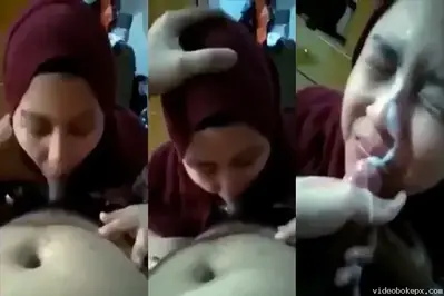 Hijaber Cantik Kena Crotan Sperma Tebal di Muka